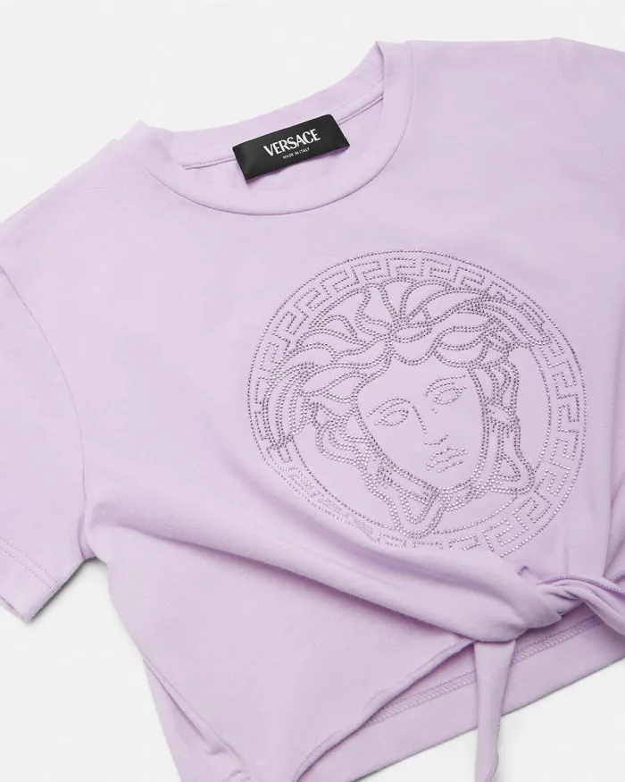Crystal Medusa Knotted Kids TShirt Lilac Children Versace Clothing