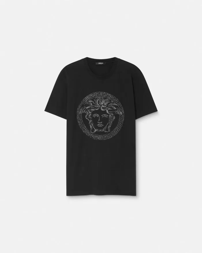 Crystal Medusa TShirt Black Men Versace TShirts and Polos
