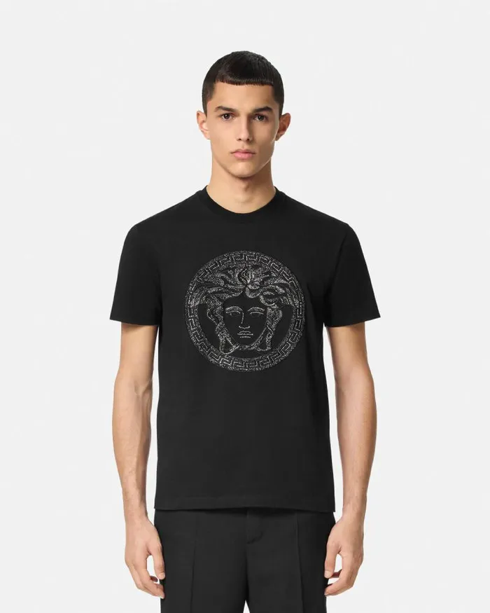 Crystal Medusa TShirt Black Men Versace TShirts and Polos
