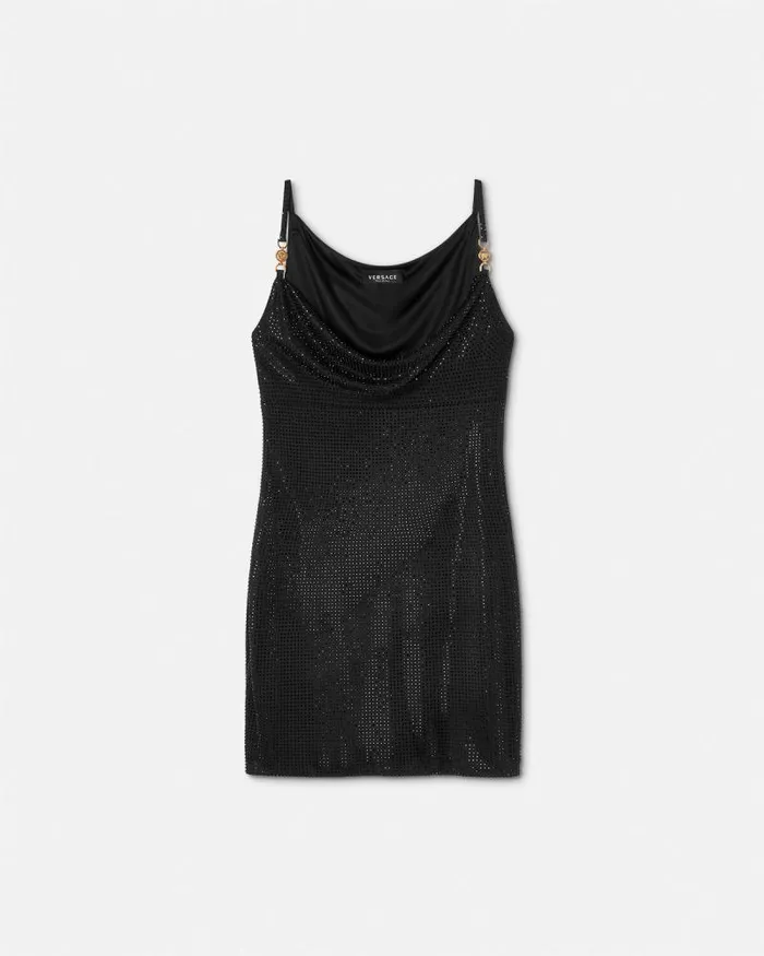 Crystal Mini Dress Black Women Versace Dresses