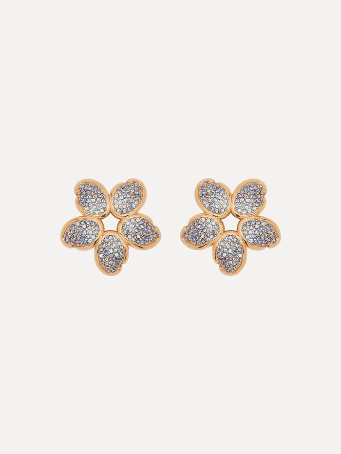 Crystal O Flower Earrings Light Sapphire Women Oscar De La Renta Earrings