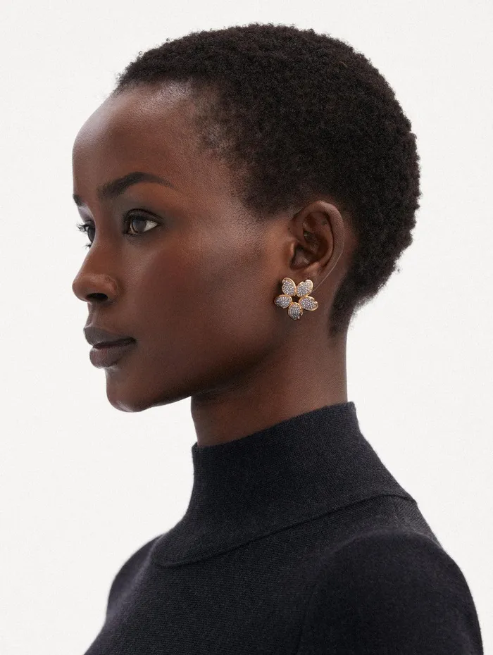 Crystal O Flower Earrings Light Sapphire Women Oscar De La Renta Earrings Crystal O Flower Earrings Light Sapphire Women Oscar De La Renta Earrings