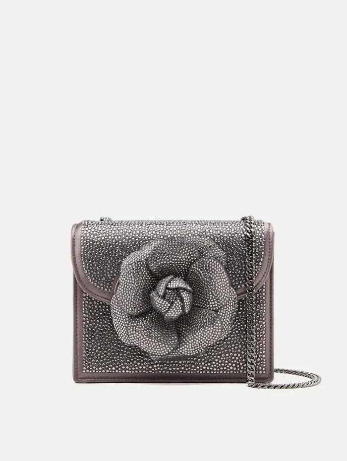 Crystal Pav Mini TRO Bag Smoke Gunmetal Women Oscar De La Renta Handbags