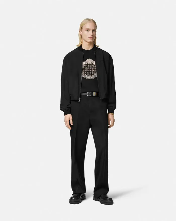Crystal Starfish Blason TShirt Black Men Versace TShirts and Polos