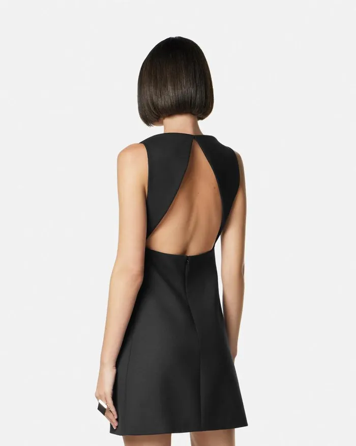 Cutout WoolBlend Shift Mini Dress Black Women Versace Dresses