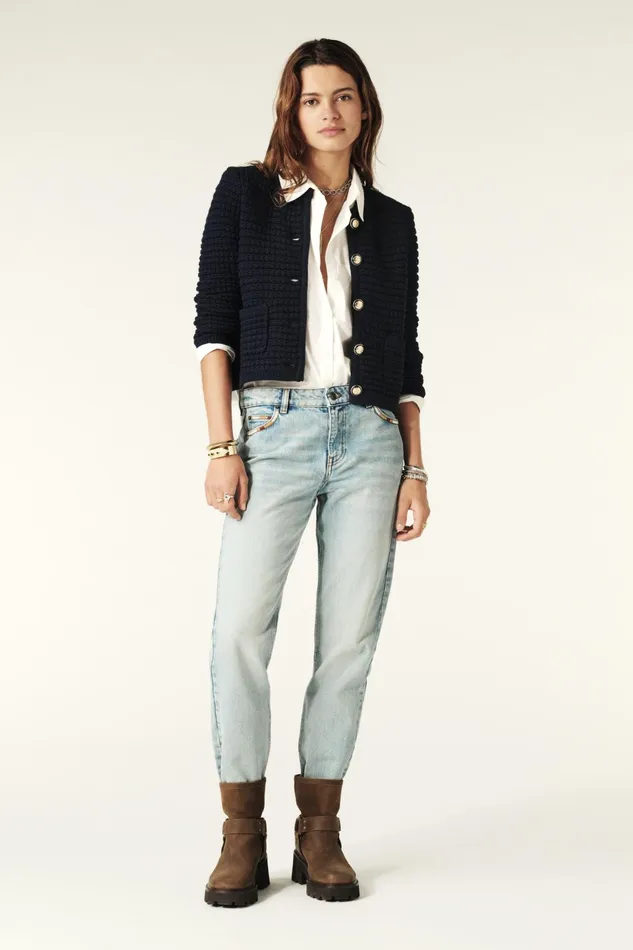 Decorative Knit Cardigan Gaspard Black Women Baandsh Sweaters and Cardigans