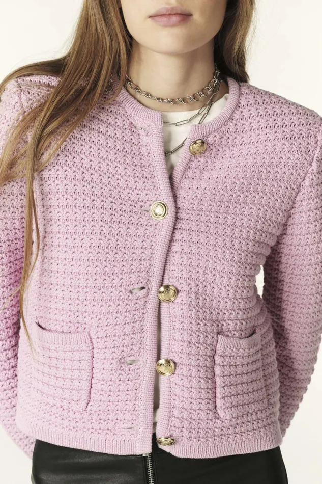 Decorative Knit Cardigan Gaspard Black Women Baandsh Sweaters and Cardigans