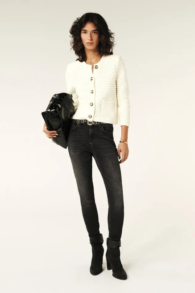 Decorative Knit Cardigan Gaspard Black Women Baandsh Sweaters and Cardigans