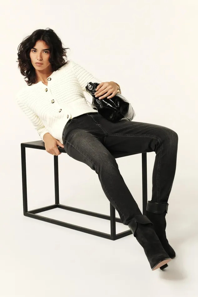 Decorative Knit Cardigan Gaspard Black Women Baandsh Sweaters and Cardigans