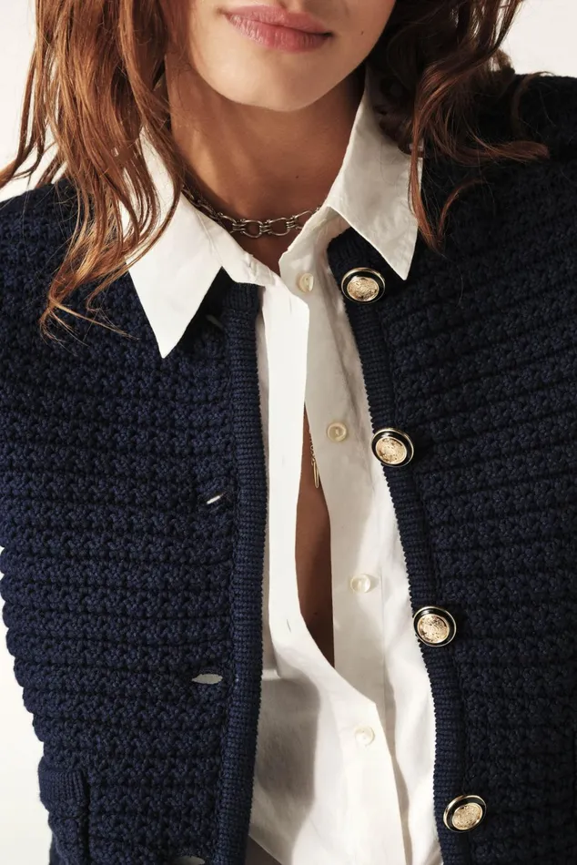 Decorative Knit Cardigan Gaspard Black Women Baandsh Sweaters and Cardigans