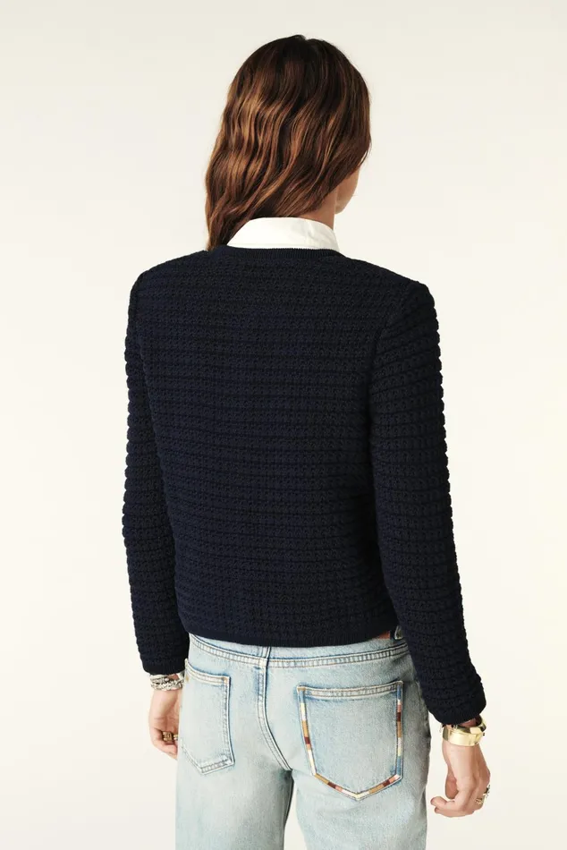 Decorative Knit Cardigan Gaspard Black Women Baandsh Sweaters and Cardigans