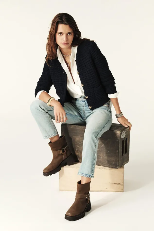 Decorative Knit Cardigan Gaspard Black Women Baandsh Sweaters and Cardigans