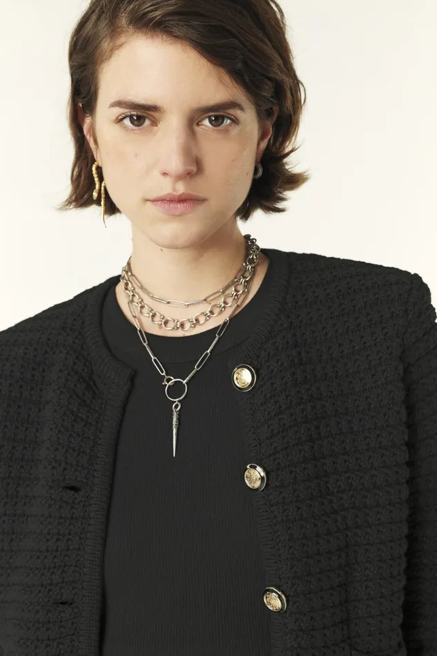 Decorative Knit Cardigan Gaspard Black Women Baandsh Sweaters and Cardigans