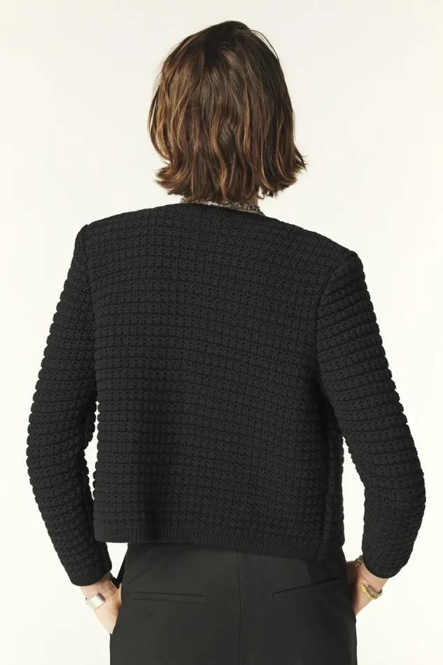 Decorative Knit Cardigan Gaspard Black Women Baandsh Sweaters and Cardigans