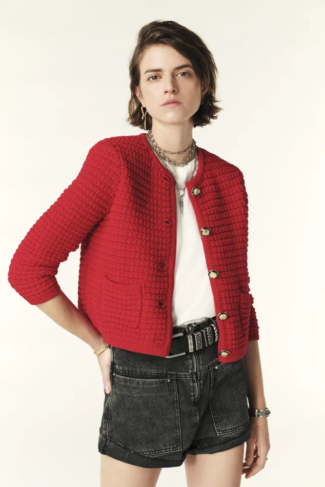Decorative Knit Cardigan Gaspard Black Women Baandsh Sweaters and Cardigans