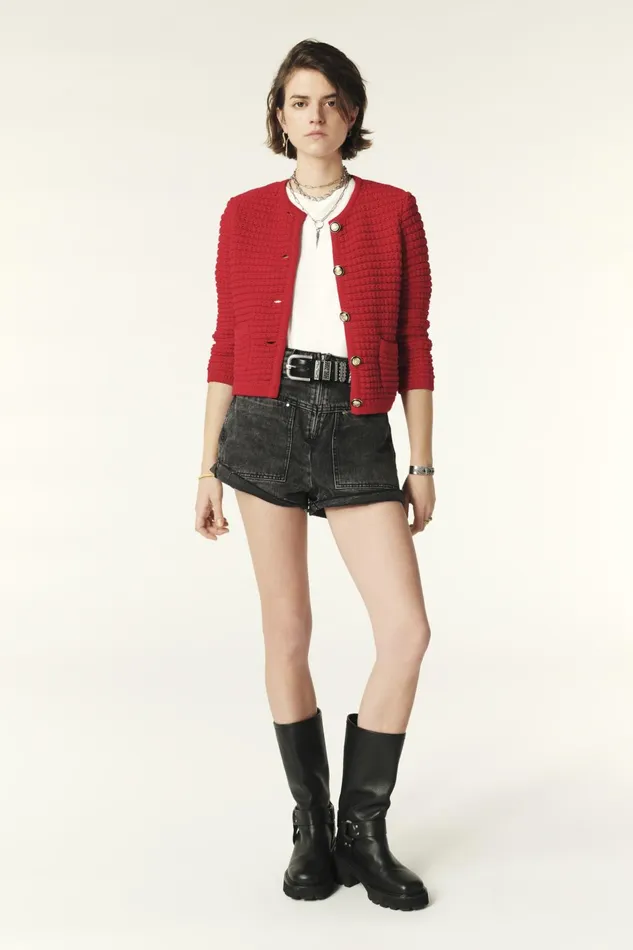 Decorative Knit Cardigan Gaspard Black Women Baandsh Sweaters and Cardigans