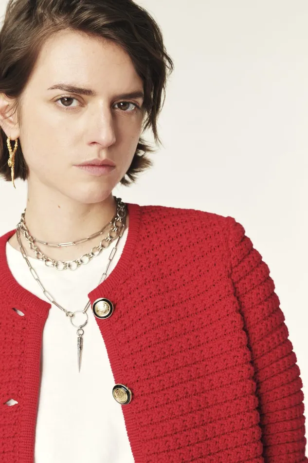 Decorative Knit Cardigan Gaspard Black Women Baandsh Sweaters and Cardigans