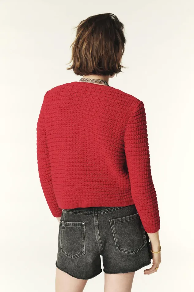 Decorative Knit Cardigan Gaspard Black Women Baandsh Sweaters and Cardigans