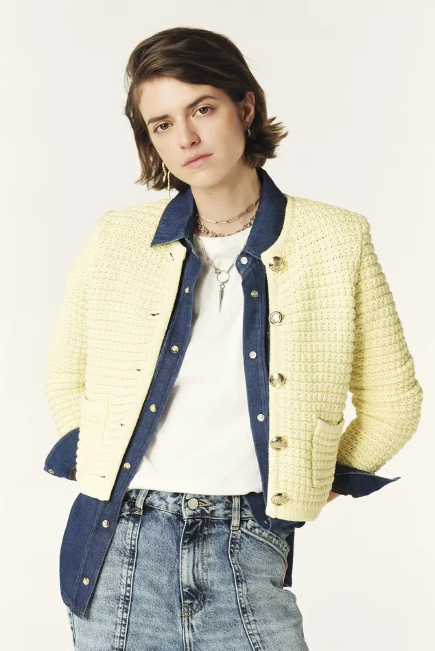 Decorative Knit Cardigan Gaspard Black Women Baandsh Sweaters and Cardigans
