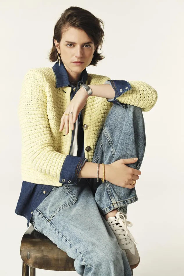 Decorative Knit Cardigan Gaspard Black Women Baandsh Sweaters and Cardigans