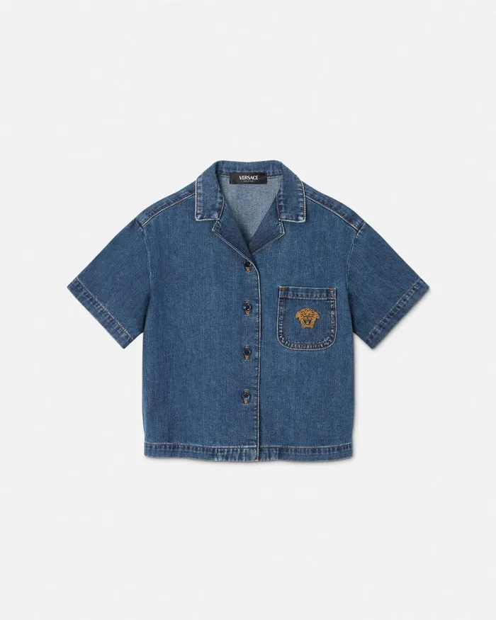Denim Kids Shirt Blue Children Versace Clothing