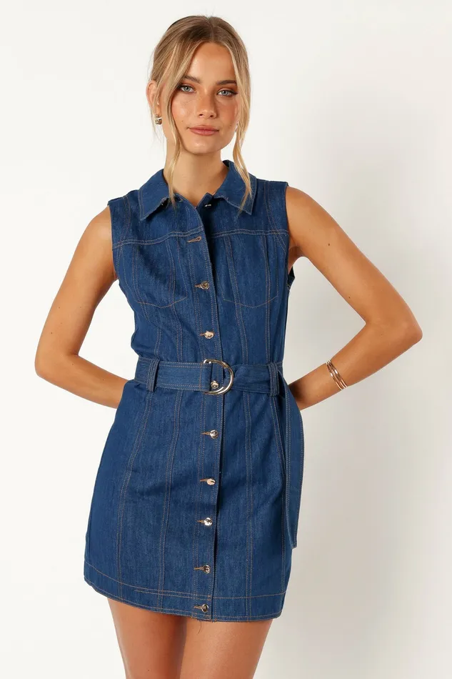 Denim Parker Mini Dress Denim 8211 Petal and Pup Women