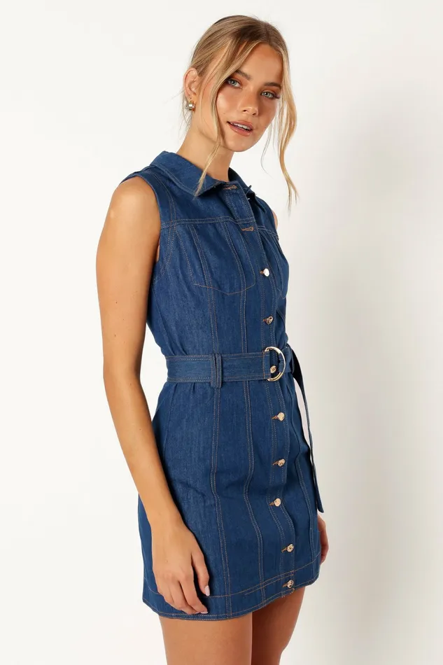Denim Parker Mini Dress Denim 8211 Petal and Pup Women