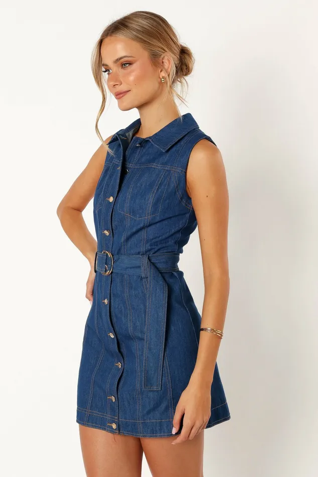 Denim Parker Mini Dress Denim 8211 Petal and Pup Women