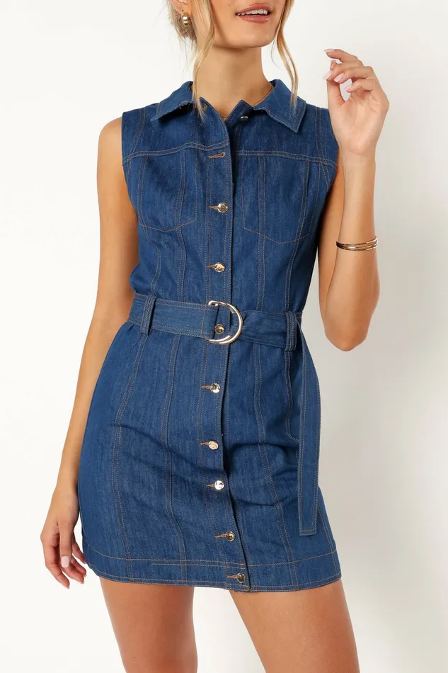 Denim Parker Mini Dress Denim 8211 Petal and Pup Women