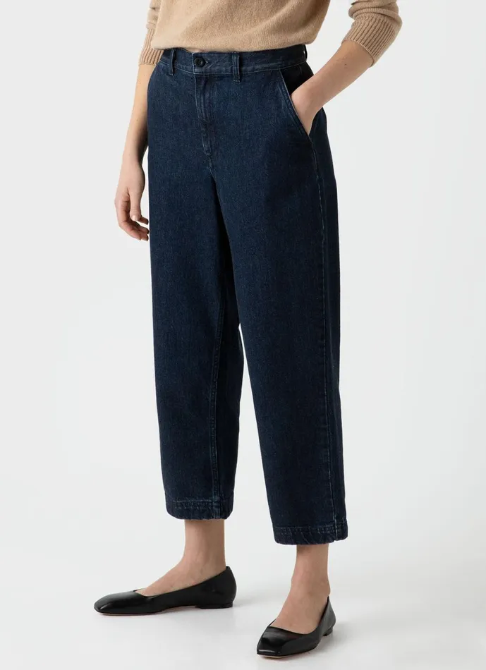 Denim Tapered Trouser Denim Rinse Wash Women SUNSPEL Pants