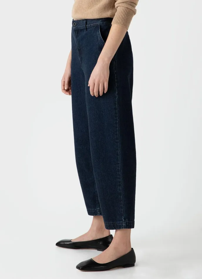 Denim Tapered Trouser Denim Rinse Wash Women SUNSPEL Pants