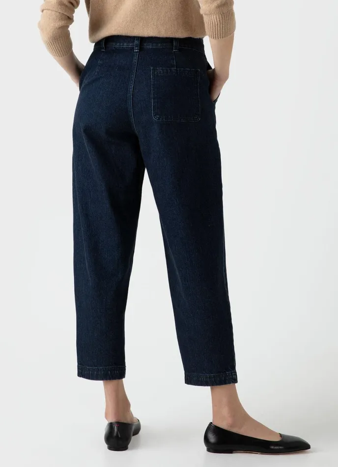 Denim Tapered Trouser Denim Rinse Wash Women SUNSPEL Pants