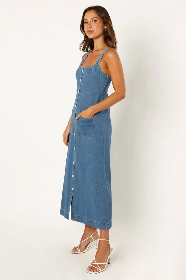 Denim Women Petal and Pup Bettie Midi Dress Denim