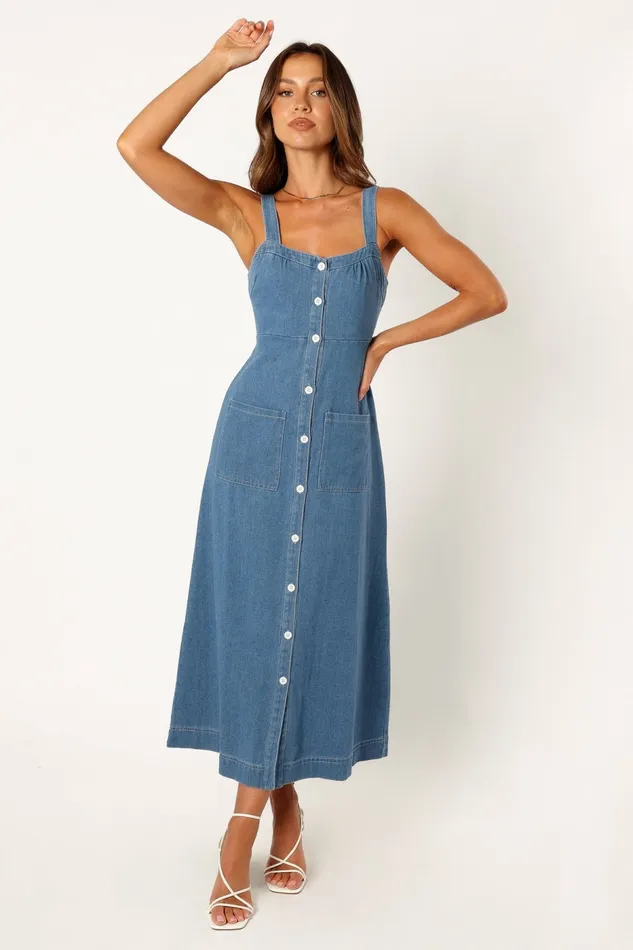 Denim Women Petal and Pup Bettie Midi Dress Denim