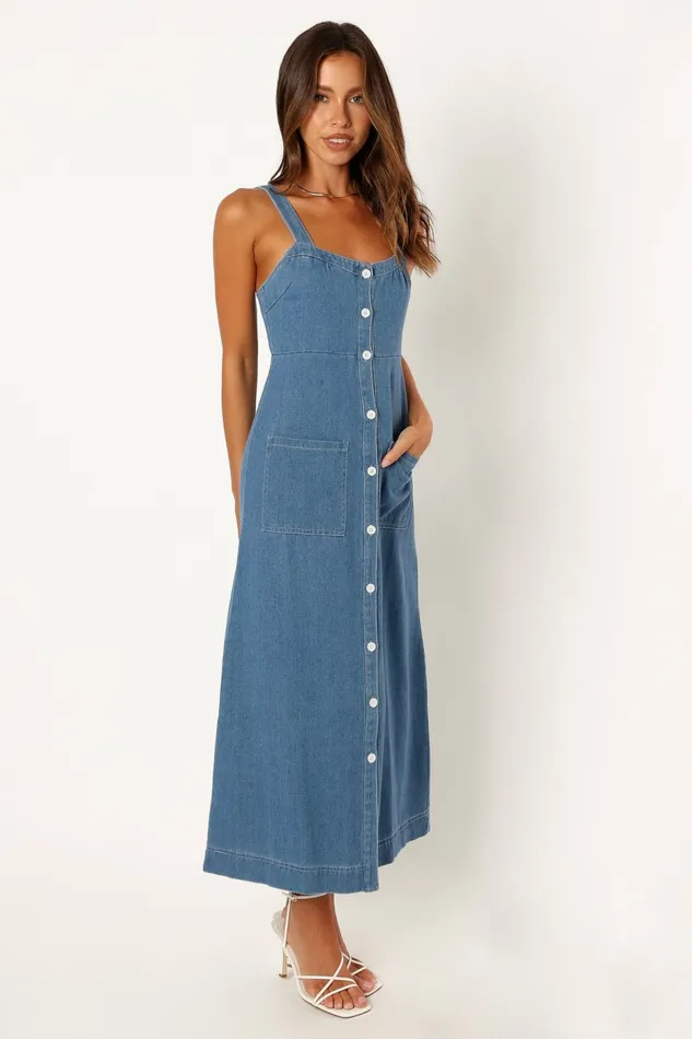 Denim Women Petal and Pup Bettie Midi Dress Denim