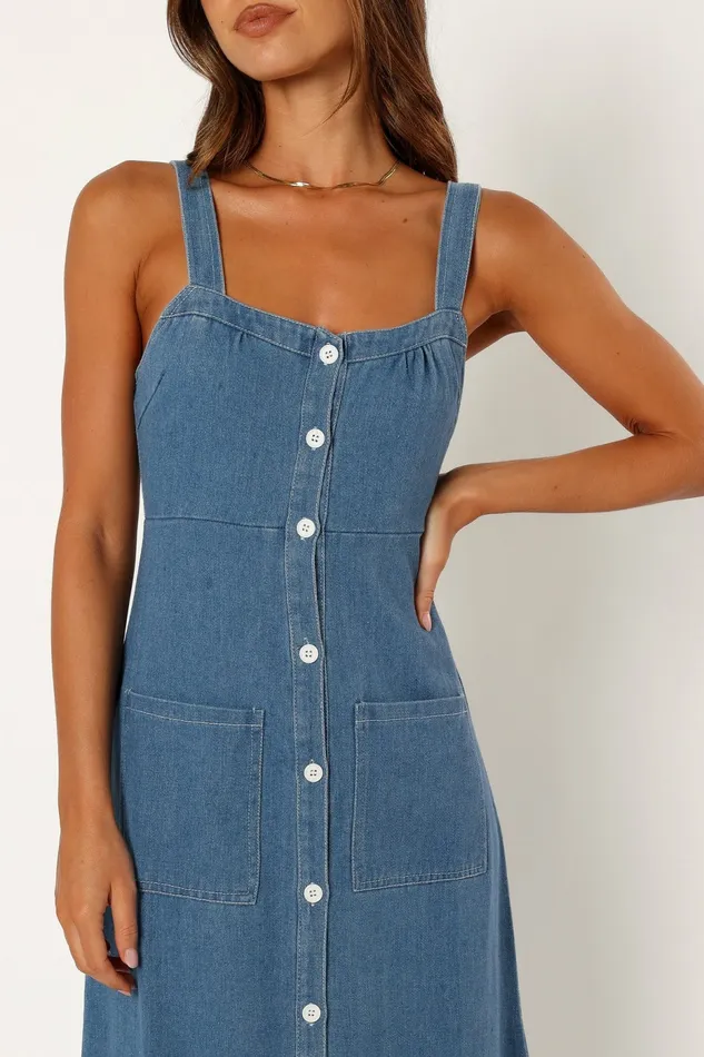 Denim Women Petal and Pup Bettie Midi Dress Denim