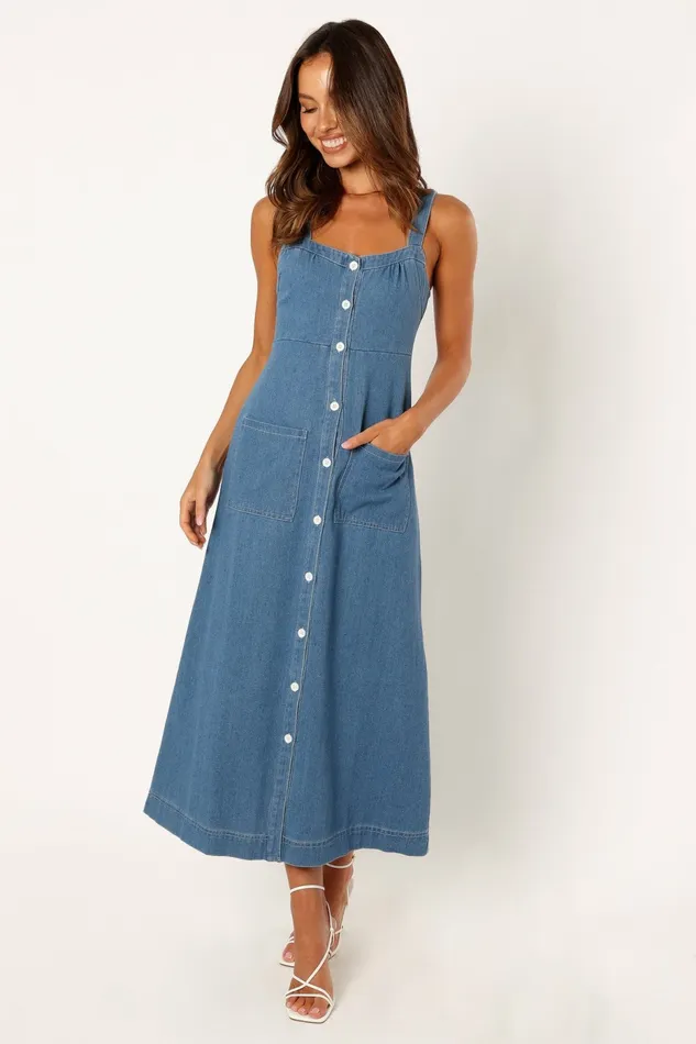 Denim Women Petal and Pup Bettie Midi Dress Denim