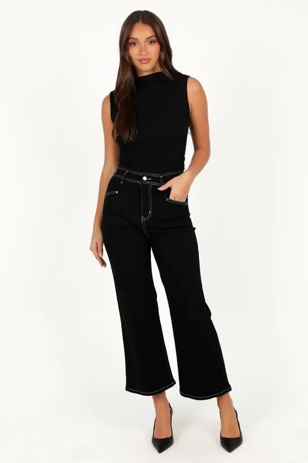 Denim Women Petal and Pup Parson Wide Leg Pant Black