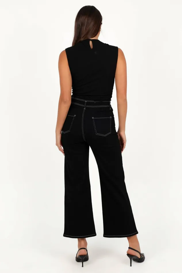 Denim Women Petal and Pup Parson Wide Leg Pant Black