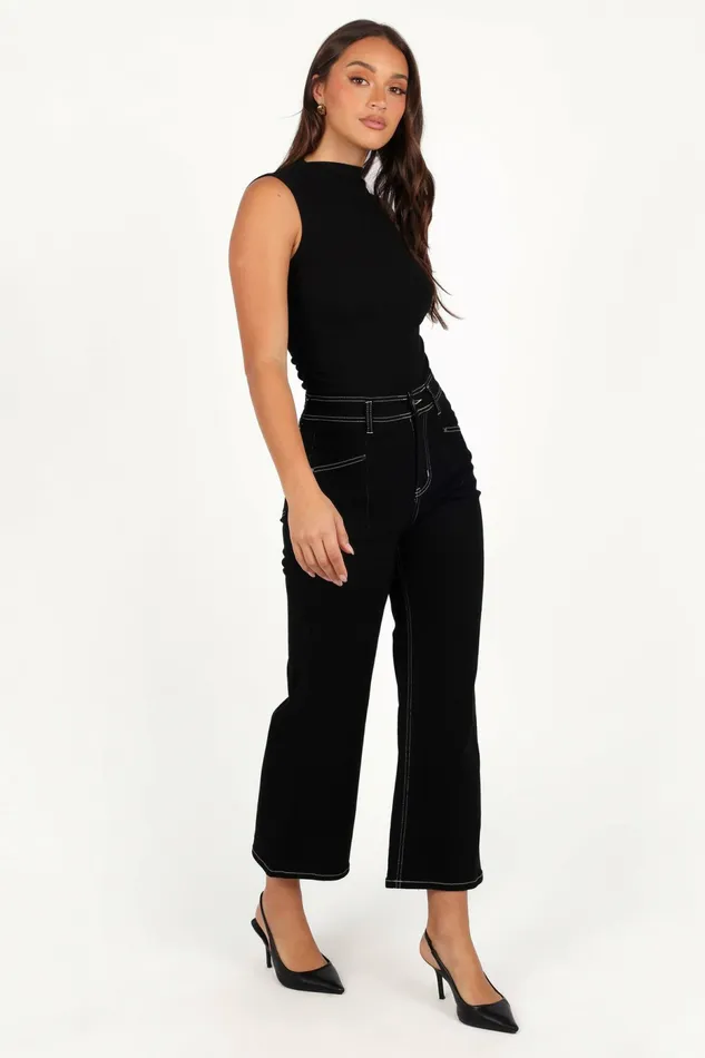 Denim Women Petal and Pup Parson Wide Leg Pant Black