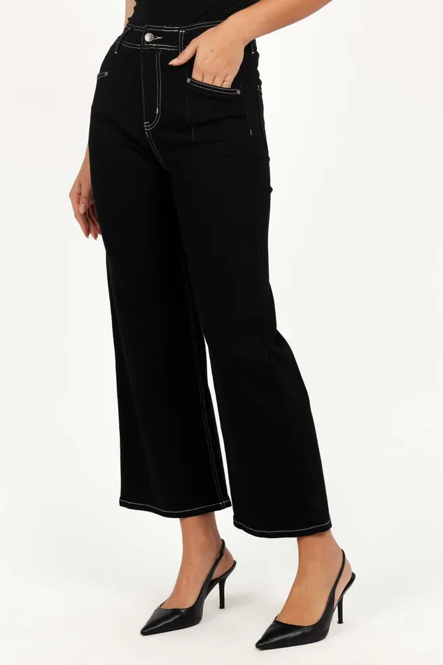 Denim Women Petal and Pup Parson Wide Leg Pant Black