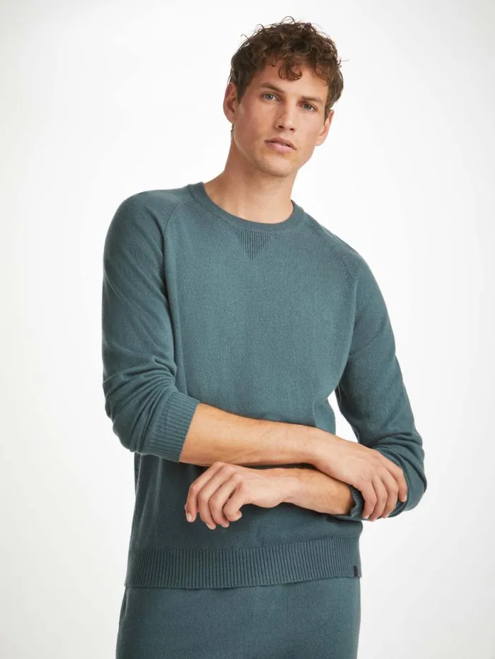Derek Rose Cashmere Sweaters Men Sweater Finley Cashmere Teal