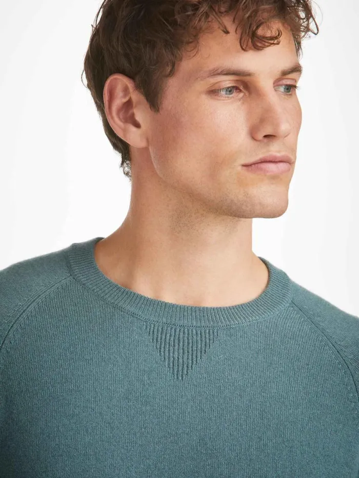 Derek Rose Cashmere Sweaters Men Sweater Finley Cashmere Teal