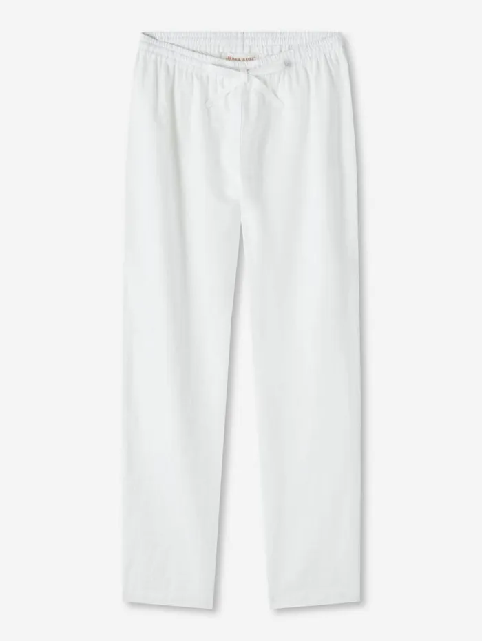 Derek Rose Casual Pants Women Trousers Vienna Linen White
