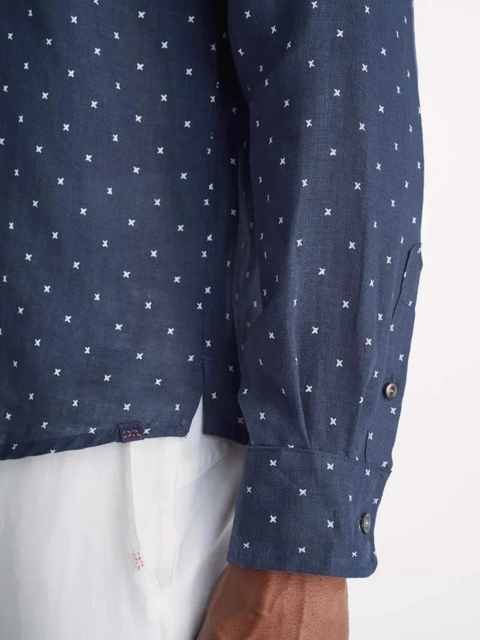 Derek Rose Casual Shirts Men Shirt Milan 22 Linen Navy