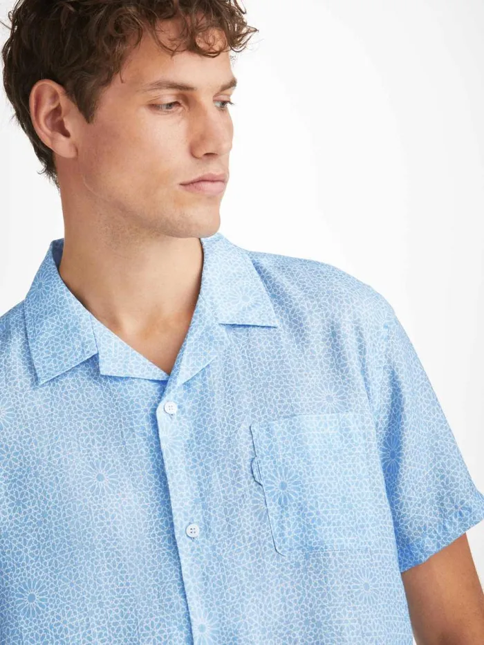 Derek Rose Casual Shirts Men Shirt Milan 23 Linen Blue