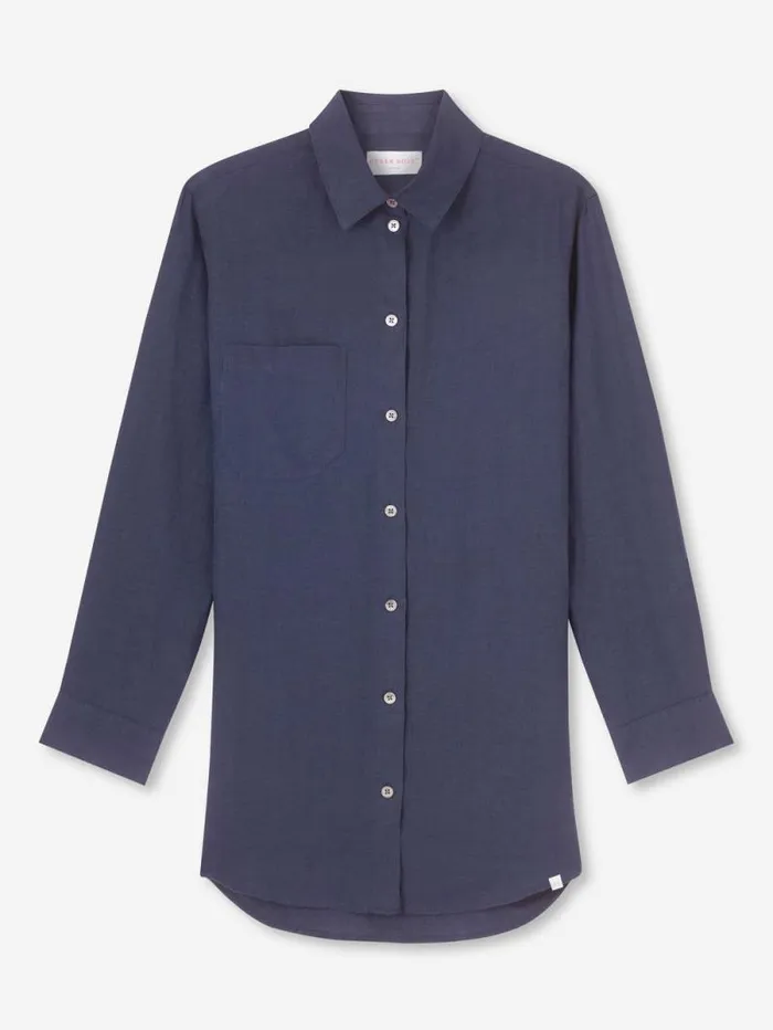 Derek Rose Casual Shirts Women Shirt Sicily Linen Navy