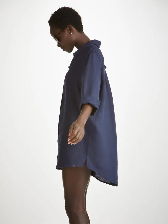 Derek Rose Casual Shirts Women Shirt Sicily Linen Navy