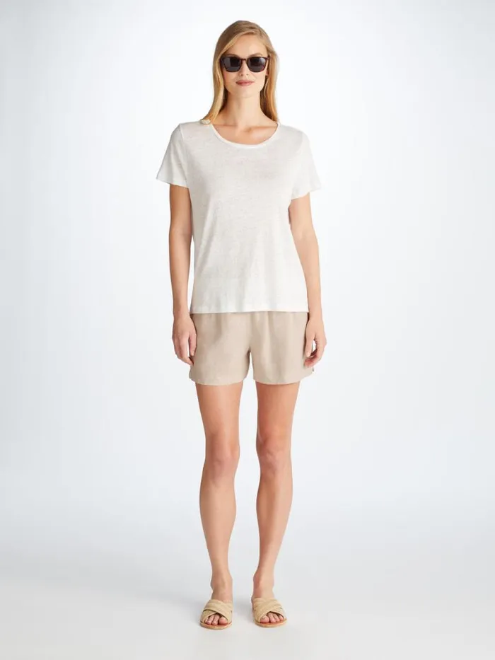 Derek Rose Casual Shorts Women Shorts Vienna Linen Sand