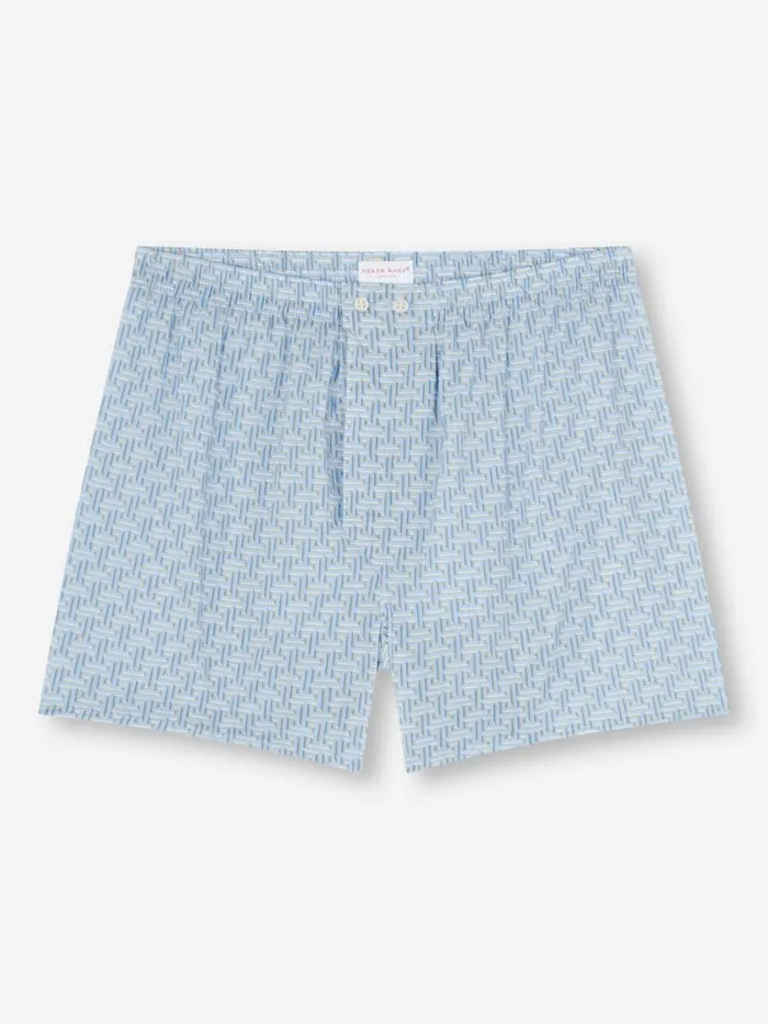 Derek Rose Classic Fit Boxer Shorts Men Classic Fit Boxers Ledbury 72 Cotton Batiste Blue
